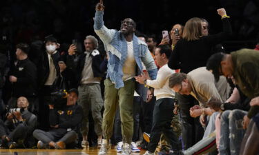 Shannon Sharpe had to be escorted off the court at half-time before returning for the third quarter.