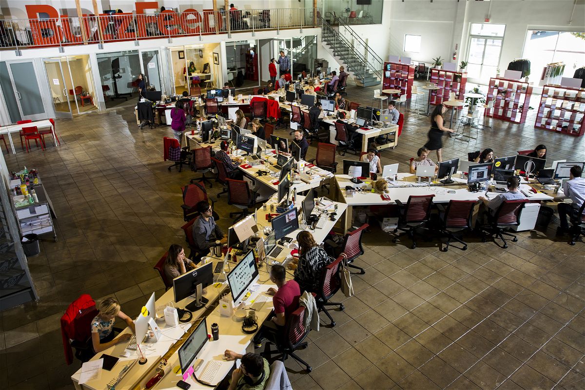 <i>Jay L. Clendenin/Los Angeles Times/Getty Images</i><br/>The newsroom of the Los Angeles headquarters of the website Buzzfeed.com is photographed here in October of 2013.