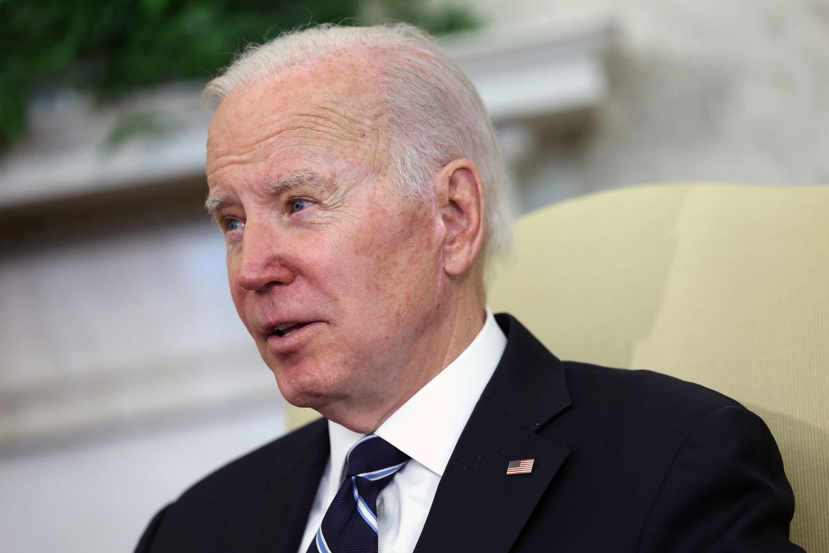 <i>Kevin Dietsch/Getty Images</i><br/>President Joe Biden is seen at a meeting with Japanese Prime Minister Fumio Kishida in the White House in Washington