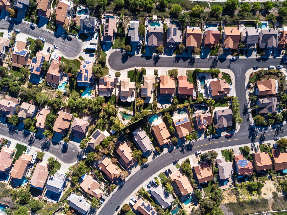 <i>halbergman/Getty Images</i><br/>Home prices hit a record high in 2022. Single family homes are pictured here in December 2022