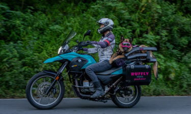 Jess Stone and her German shepherd Moxie are riding around the world together.