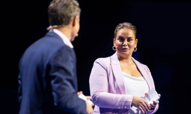 Todd Woodbridge and Jelena Dokic speak during the 2023 Australian Open launch at Melbourne Park on October 12