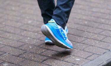 Hoka sneakers are seen here at London Fashion Week.