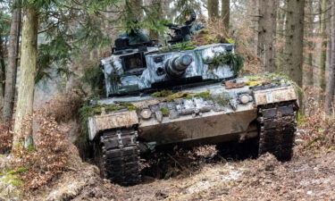 A Polish Leopard 2 pictured during an international military exercise in Germany in 2022.