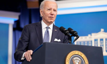 President Joe Biden speaks to reporters at the Eisenhower Executive Office Building in Washington on January 12.