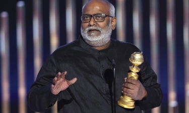 Composer M. M. Keeravani accepted the Golden Globe for Best Original Song for "Naatu Naatu."