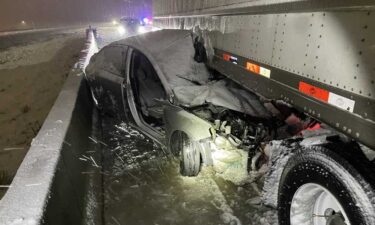 The Kia hit the right rear of the trailer