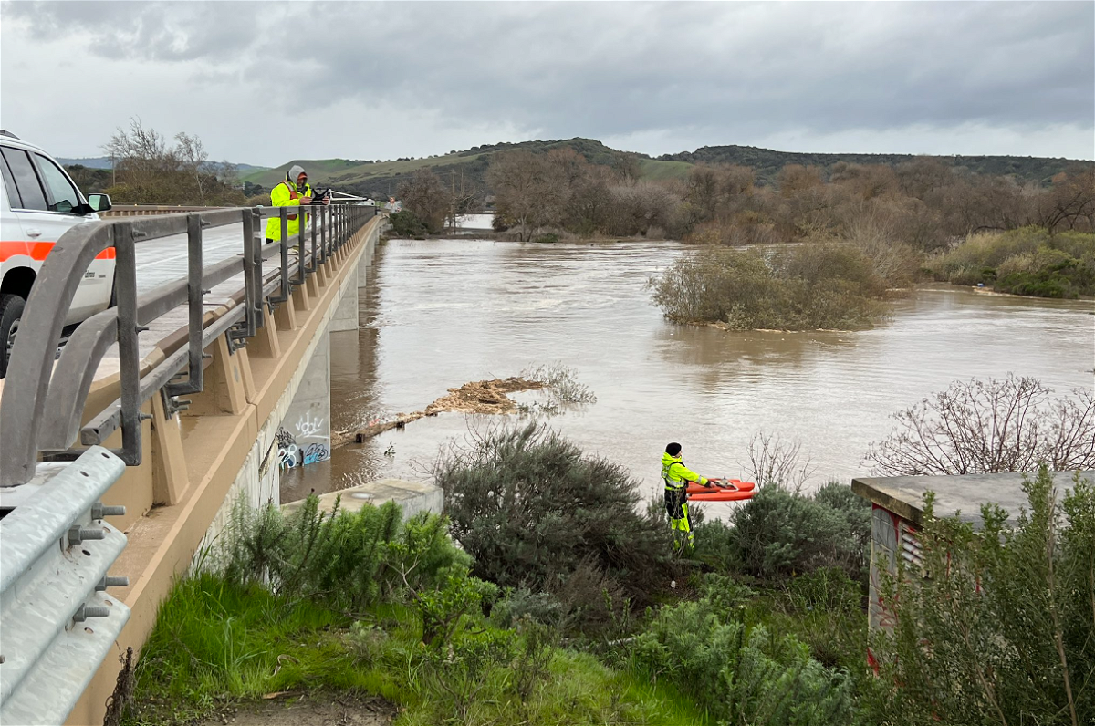 Photo of the Salinas River along Highway 68 on January 13, 2023