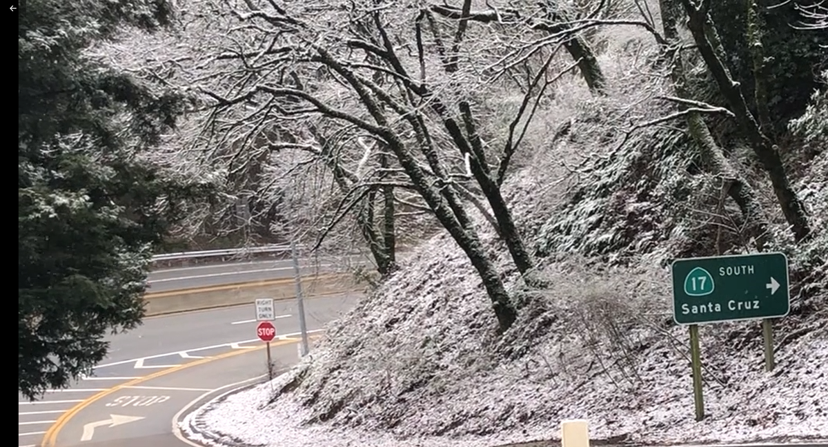 Snow arrives on the Santa Cruz Mountains KION546