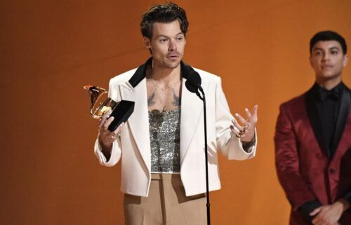 Harry Styles accepts the Grammy for best pop vocal album ("Harry's House").