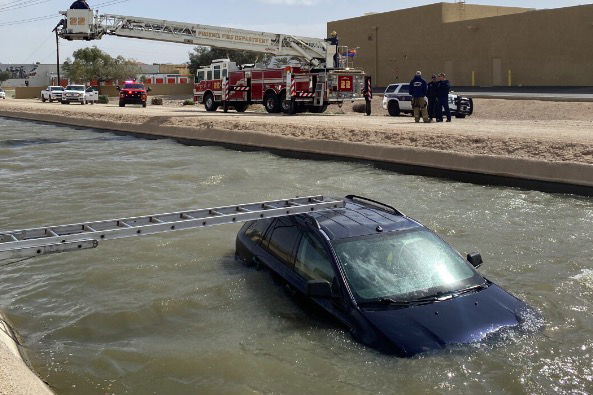 <i>KNXV</i><br/>A woman has been taken to a hospital after her vehicle went into a canal. Just before noon Wednesday