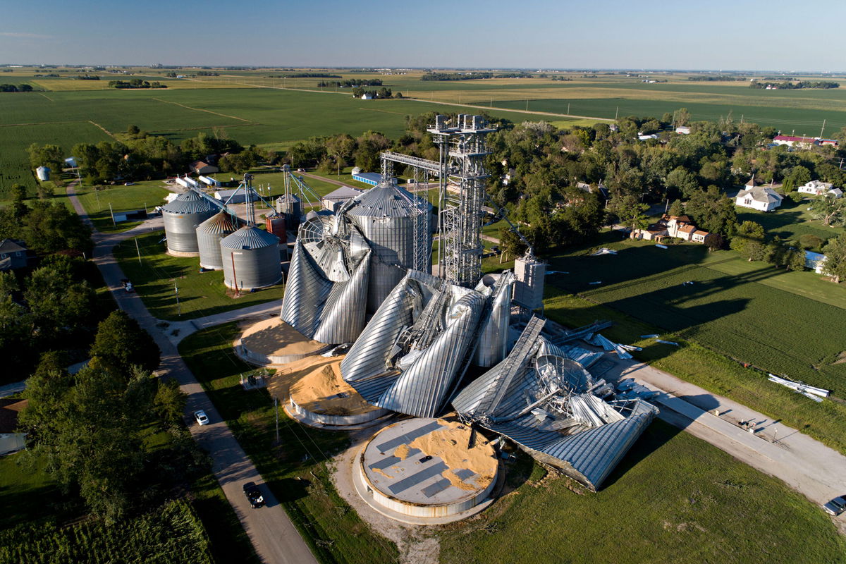 <i>Daniel Acker/Getty Images/File</i><br/>Damaged grain bins seen on August 11