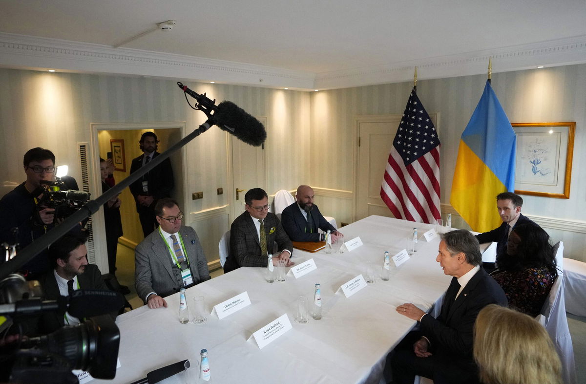 <i>Petr David Josek/AFP/Pool/Getty Images</i><br/>United States Secretary of State Antony Blinken meets with Ukrainian Foreign Minister Dmytro Kuleba at the Munich Security Conference in Munich