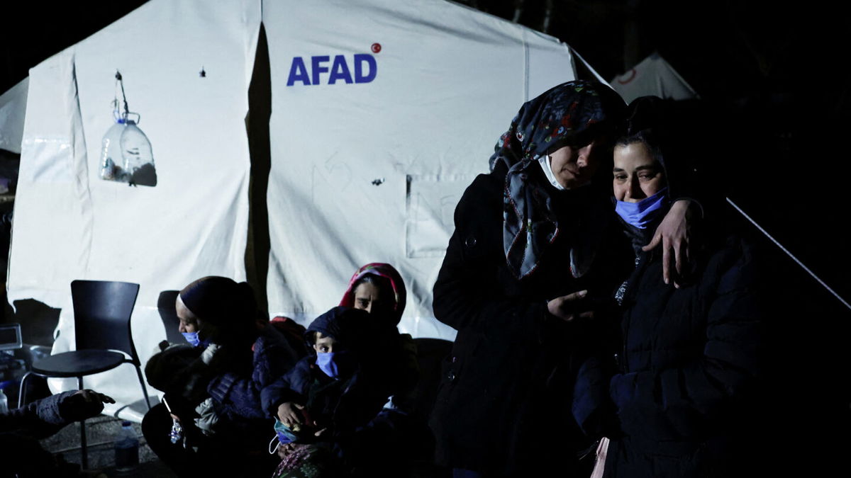 <i>Clodagh Kilcoyne/Reuters</i><br/>People react after a magnitude 6.3 aftershock struck southern Turkey on Monday