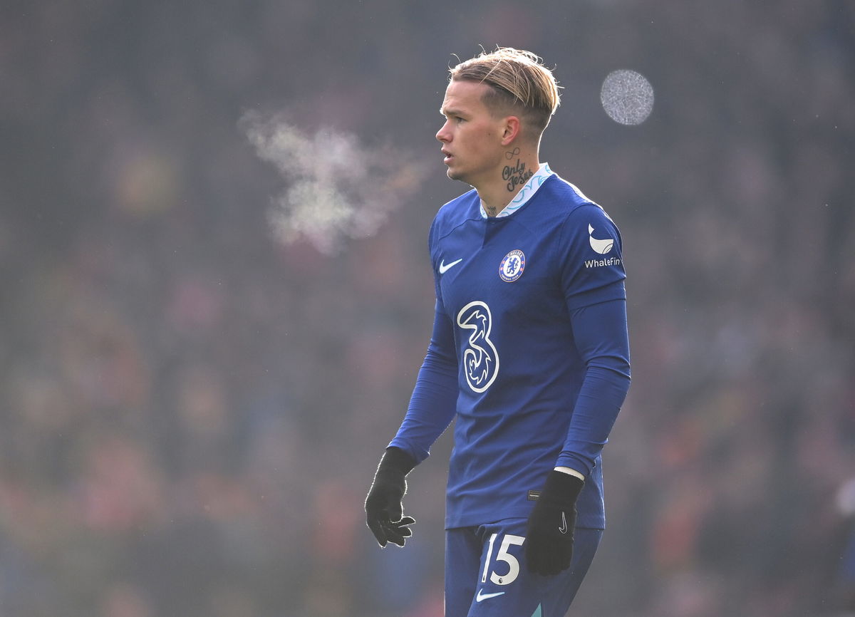 <i>Laurence Griffiths/Getty Images Europe/Getty Images</i><br/>Mykhailo Mudryk of Chelsea looks on during the Premier League match between Liverpool FC and Chelsea FC at Anfield on January 21 in Liverpool