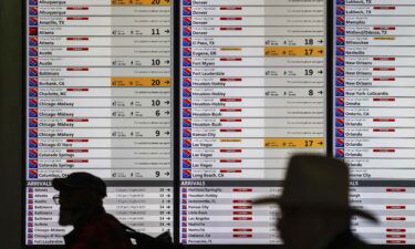 Canceled Southwest flights are displayed at Dallas Love Field Airport in Dallas on January 30.