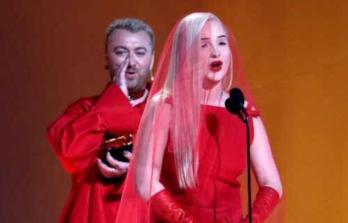 Kim Petras accepted the Grammy for best pop duo/group performance for her song "Unholy" with Sam Smith on February 5 in Los Angeles.