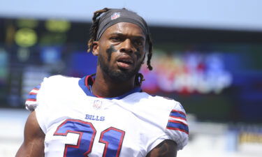 Buffalo Bills safety Damar Hamlin prior to the start of the first half of a preseason NFL football game