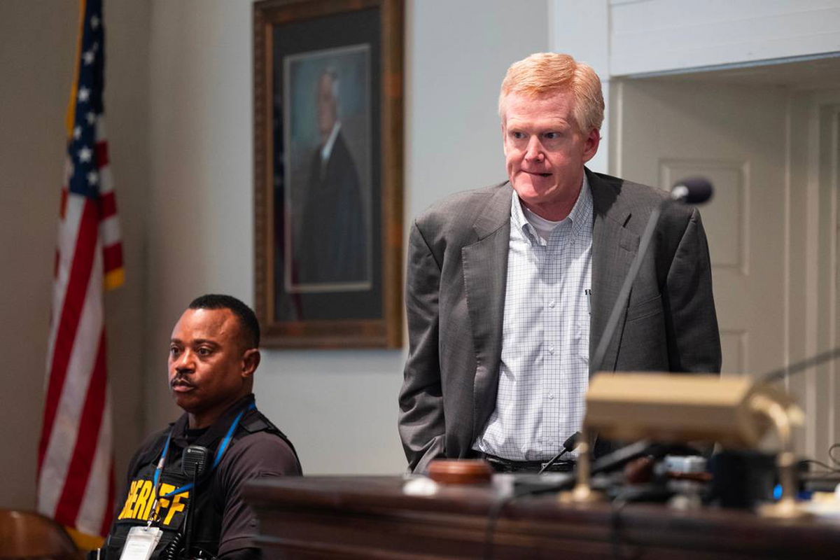 <i>Joshua Boucher/The State/TNS/Getty Images</i><br/>Alex Murdaugh stands during a break in his murder trial on Friday.