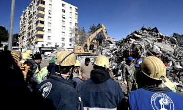 Rescue team miners gather after Aleyna Olmez