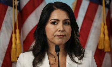 Then-Rep. Tulsi Gabbard of Hawaii speaks during a news conference in Lower Manhattan on October 29