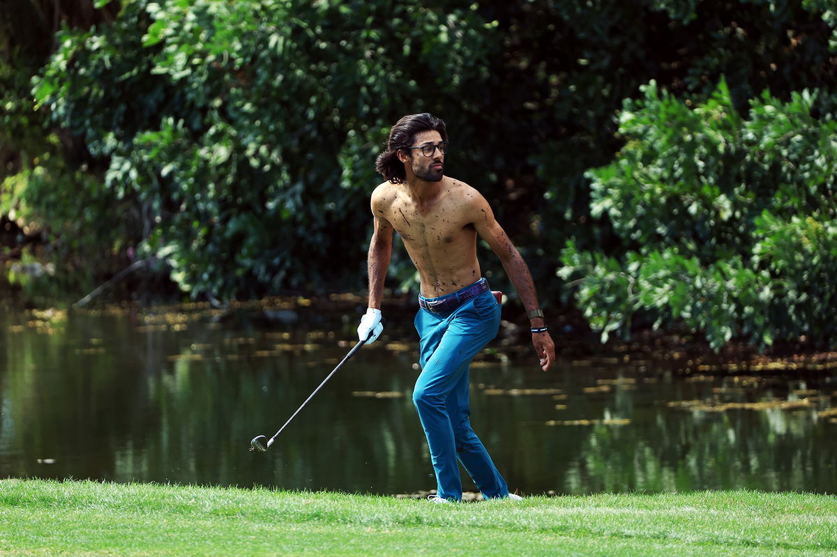 <i>Sam Greenwood/Getty Images</i><br/>Bhatia tracks his shot from the sixth hole.