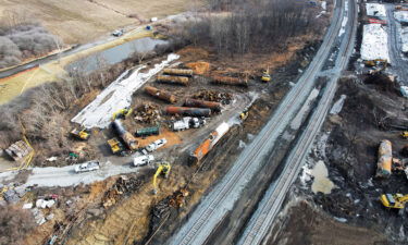 Wreckage from the toxic train wreck in East Palestine