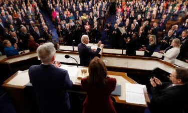 President Joe Biden delivers his State of the Union address during a joint meeting of Congress in the House Chamber of the U.S. Capitol on February 7 in Washington