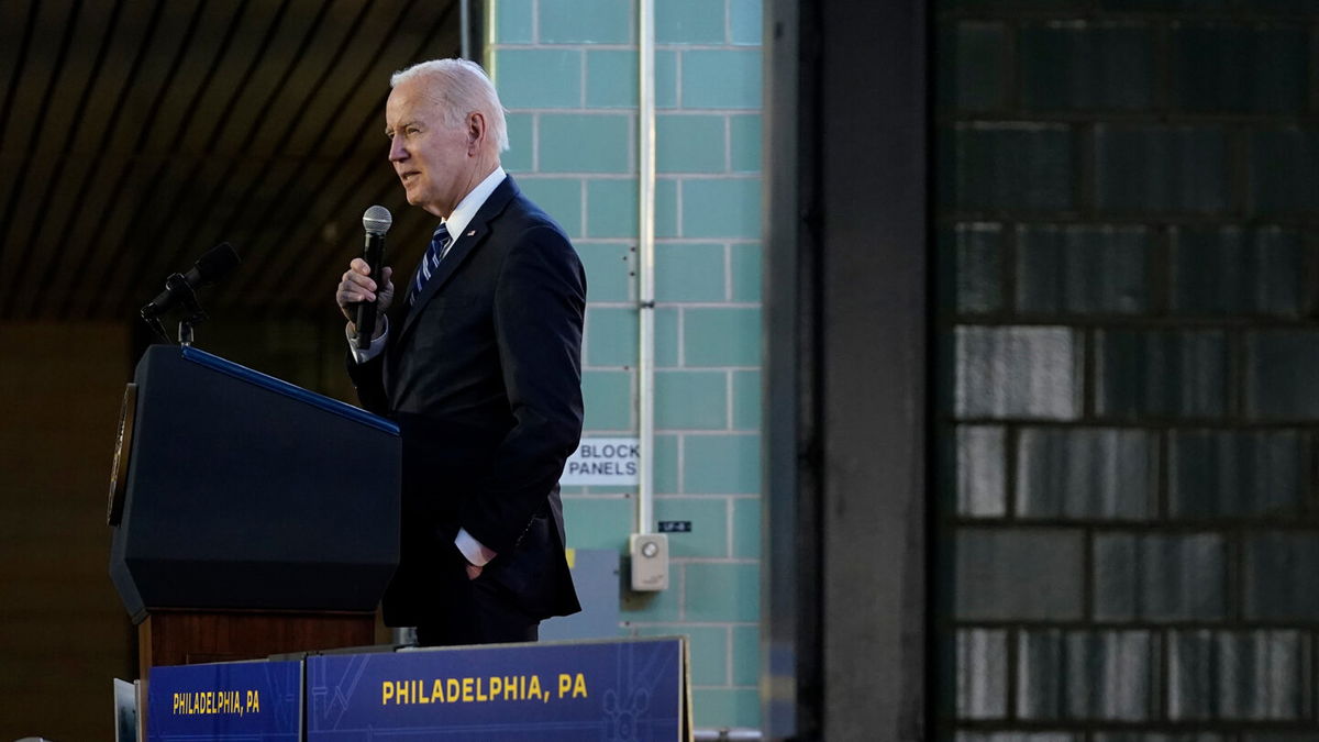 President Joe Biden speaks about his infrastructure agenda while announcing funding to upgrade Philadelphia's water facilities and replace lead pipes, Friday, Feb. 3, 2023, at Belmont Water Treatment Center in Philadelphia. (AP Photo/Patrick Semansky)