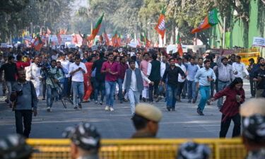 Bharatiya Janata Party supporters protest against Congress leader Pawan Khera for allegedly insulting Prime Minister Narendra Modi in New Delhi