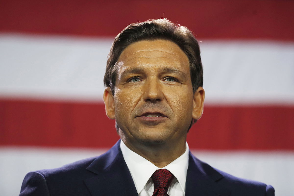 <i>Octavio Jones/Getty Images</i><br/>Florida Gov. Ron DeSantis gives a victory speech after defeating Democratic gubernatorial candidate Rep. Charlie Crist during his election night watch party at the Tampa Convention Center on November 8