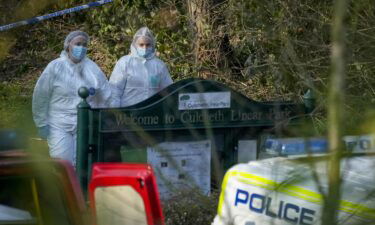 Police forensic scientists attend the scene where 16-year-old Brianna Ghey was found.