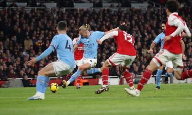 Erling Haaland gives Manchester City a two-goal lead against Arsenal.