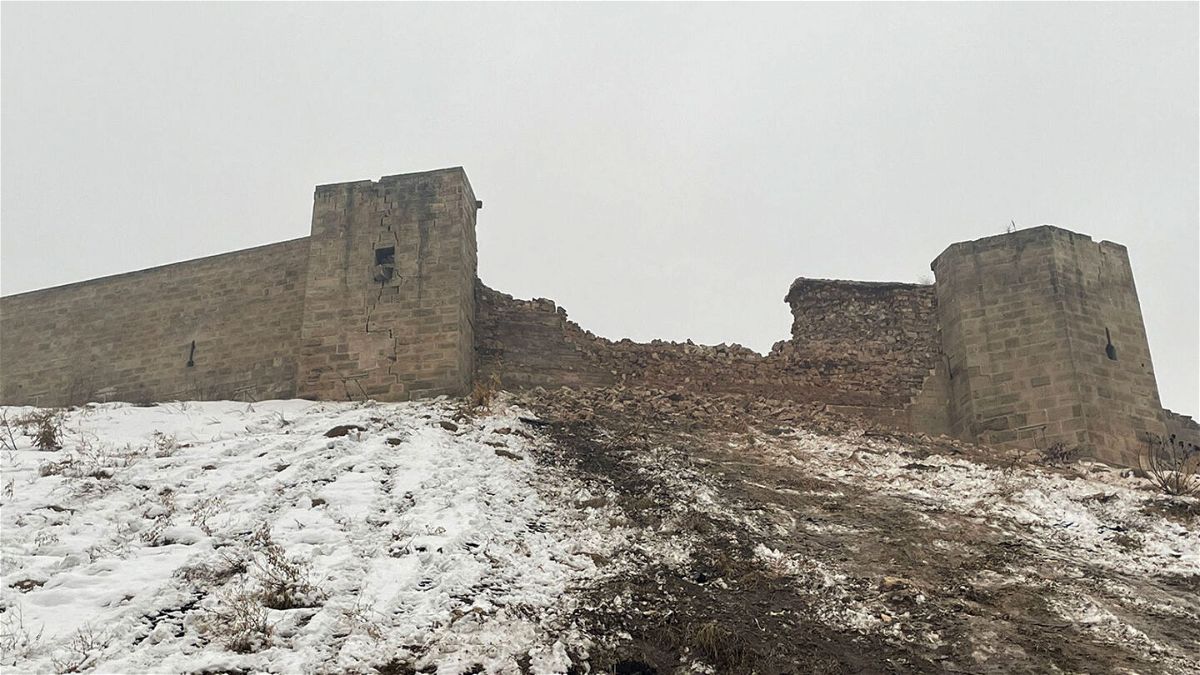 <i>Anadolu Agency via Getty Images</i><br/>A view of damaged Gaziantep Castle in Turkey on February 6