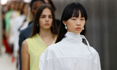 Models walk in the Celine Spring-Summer 2017 show in Paris.