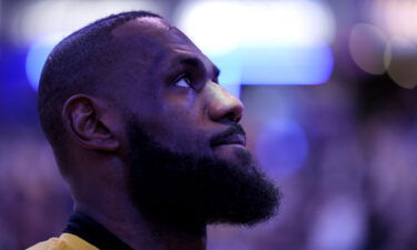 LeBron James #6 of the Los Angeles Lakers is seen here on February 2 during a game against the Indiana Pacers at Gainbridge Fieldhouse in Indianapolis