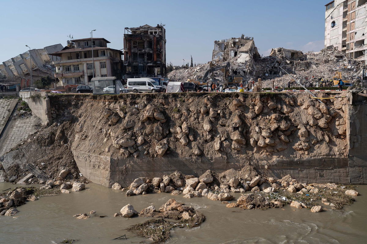 <i>David Lombeida/Bloomberg/Getty Images</i><br/>Turkey's stock market soared Wednesday as the government steps in to boost stock buying after the earthquake. Pictured is earthquake damage in Hatay