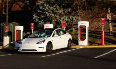 The best performer in the S&P 500 year to date through Monday's close is Tesla. A vehicle sits at a Tesla charging station on February 18