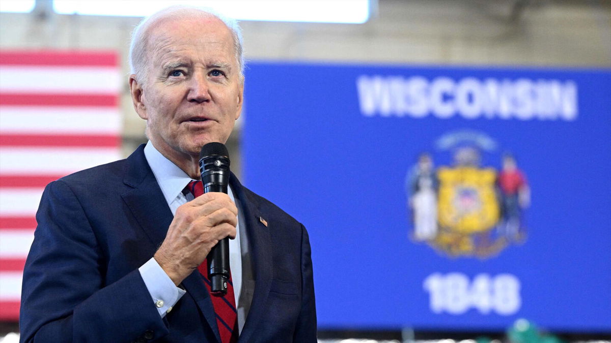 <i>Mandel Ngan/AFP/Getty Images</i><br/>President Joe Biden speaks about his economic plan at LIUNA Training Center in DeForest