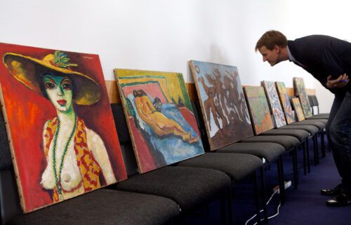 Art by Wolfgang Beltracchi pictured at a court in Cologne
