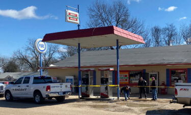 Law enforcement personnel work at the scene of a shooting on February 17 in Arkabutla