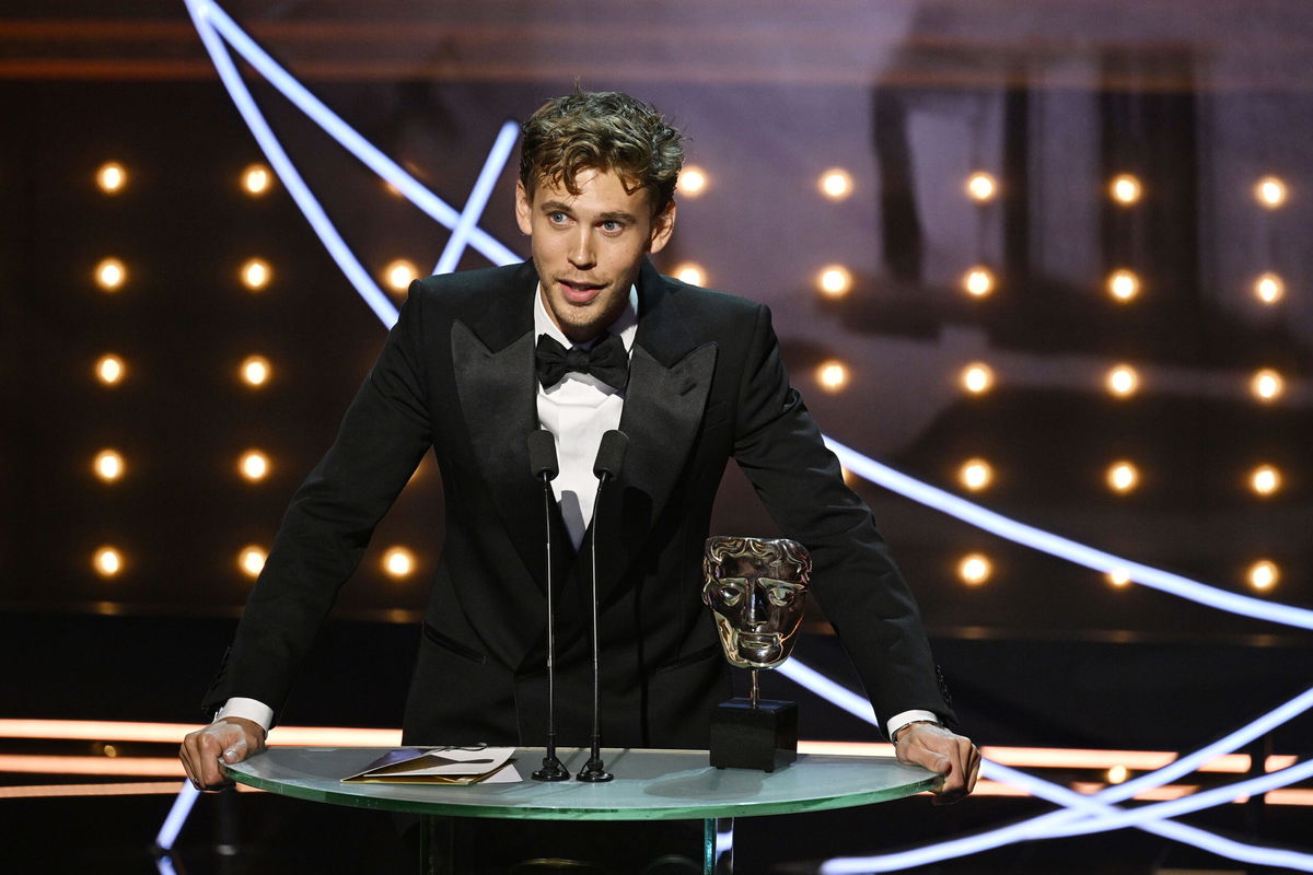 <i>Stuart Wilson/BAFTA/Getty Images</i><br/>Austin Butler at the 2023 BAFTA Film Awards in London.