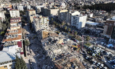 An aerial photo shows the destruction in Kahramanmaras