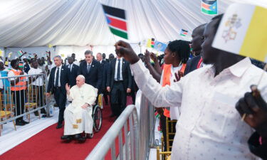 Attendees cheer as Pope Francis