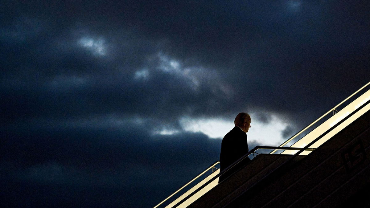 <i>Mandel Ngan/AFP/Getty Images</i><br/>The Biden administration announced Wednesday its toughest immigration policy aimed at turning away migrants hours after the president thanked Poland for welcoming Ukrainian refugees. Biden is pictured here departing Poland on Wednesday.