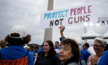 Demonstrators attend a March for Our Lives rally against gun violence at the base of the Washington Monument on the National Mall in Washington