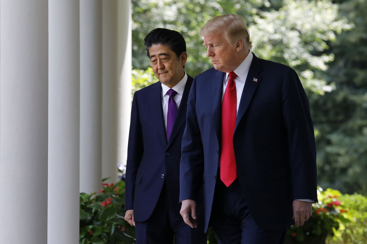 <i>Yuri Gripas/Pool/Getty Images</i><br/>Shinzo Abe's memoir details his meetings with former President Donald Trump and reveals his thought process ahead of the US-North Korea summit. Abe and Trump are pictured here in 2018 in Washington