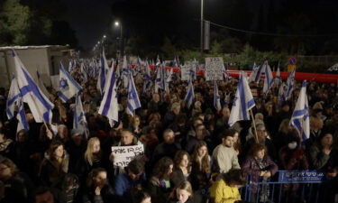 People demonstrate in Jerusalem on Saturday against the Israeli government's plans to weaken the country's judicial system.