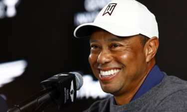 Tiger Woods during a press conference prior to The Genesis Invitational at Riviera Country Club on February 14