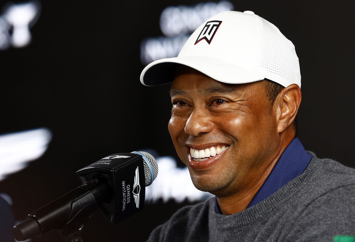 <i>Ronald Martinez/Getty Images</i><br/>Tiger Woods during a press conference prior to The Genesis Invitational at Riviera Country Club on February 14